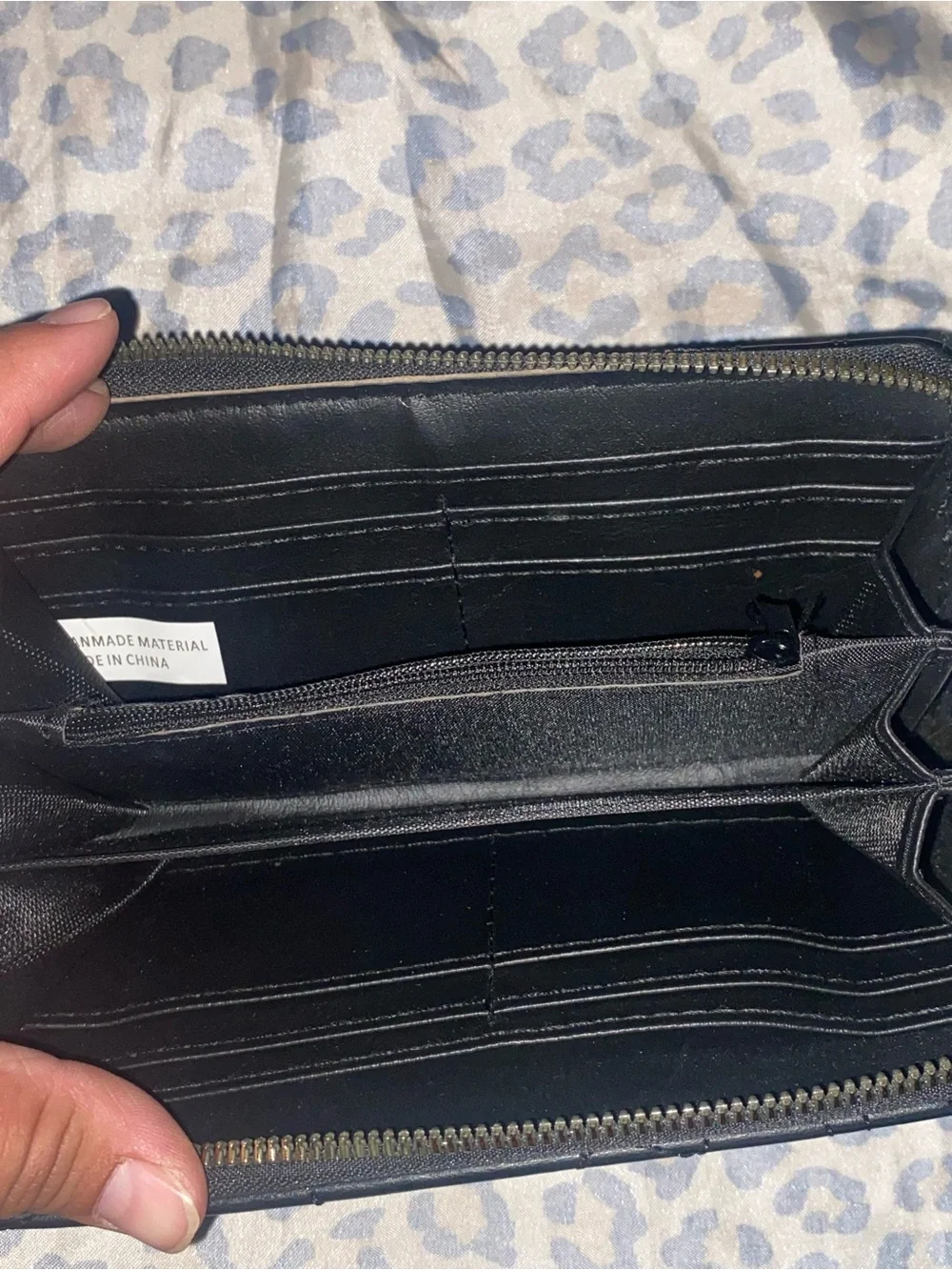 Black Quilted Heart Zip Wallet